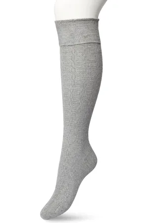 Bonnie Doon Bio Kabel Kniekousen Dames Grijs maat 36/42 - Klassiek Kabel patroon - Biologisch Katoen - Uitstekend comfort - Classic Cable Knee High - OEKO-TEX - Gladde Naden - Duurzaam Huidvriendelijk Bio Katoen - - BP211507.112