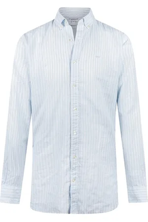 McGregor Overhemd Cotton Linen Stripe Shirt Mm251 6001 11 2001 Light Blue Mannen