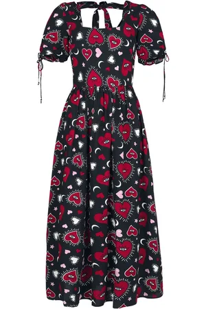 Hell Bunny Kate Heart Dress Lange jurk zwart-rood 4XL Dames