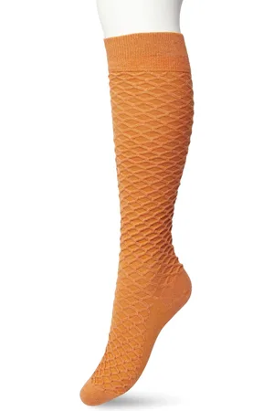 Bonnie Doon Bio Kabel Kniekousen Dames Oranje maat 36/42 - Kabel patroon in Ruit Vorm - Biologisch Katoen - Uitstekend draagcomfort - Cable Knee High - OEKO-TEX - Gladde Naden - Duurzaam Huidvriendelijk Bio Katoen - Bruin - - BP211506.367