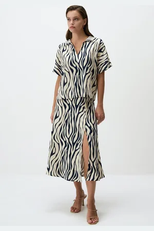 Jimmy Key Marineblauwe Midirok Met Zebraprint
