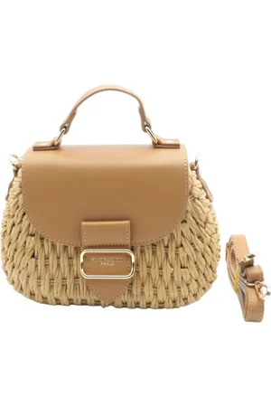 Flora & CO Trendy raffia crossbody tasje - beige