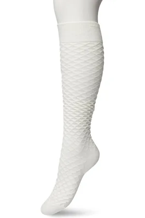 Bonnie Doon Bio Kabel Kniekousen Dames maat 36/42 - Kabel patroon in Ruit Vorm - Biologisch Katoen - Uitstekend draagcomfort - Cable Knee High - OEKO-TEX - Gladde Naden - Duurzaam Huidvriendelijk Bio Katoen - Crème - Ivoor - BP211506.110