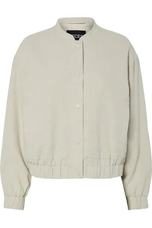 Pieces® Jas Pctolly Linen Bomber Jacket 17158115 Silver Cloud Dames