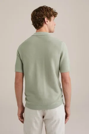 WE Fashion Heren polo van linnenmix