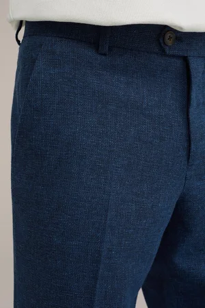 WE Fashion Heren slim fit pantalon van linnenmix