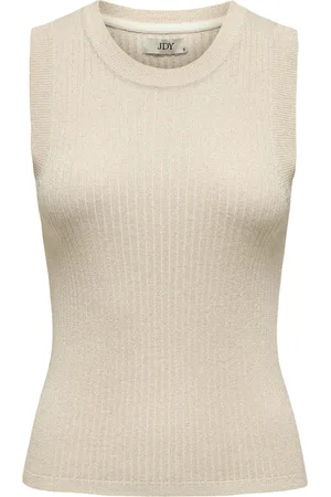 JDY Jacqueline de Yong Top bodilla S/l O-neck Top Knt 15351393 Cloud Dancer/w Gold Lur Dames