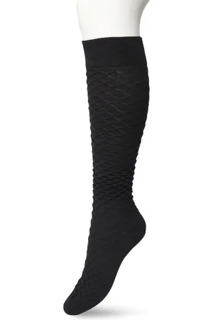 Bonnie Doon Bio Kabel Kniekousen Dames Zwart maat 36/42 - Kabel patroon in Ruit Vorm - Biologisch Katoen - Uitstekend draagcomfort - Cable Knee High - OEKO-TEX - Gladde Naden - Duurzaam Huidvriendelijk Bio Katoen - - BP211506.101