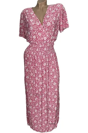 Merkloos Dames Lange Zomerjurk / Strandjurk 805 One size S-XL roze