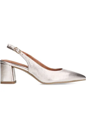 No Stress Dames - Goudkleurige leren slingbacks