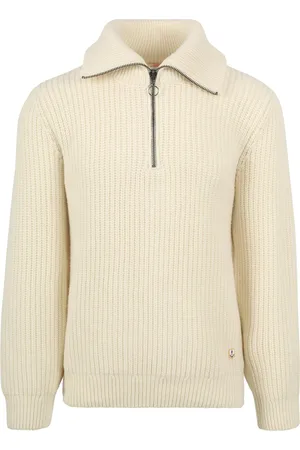 Armor.lux Armor-Lux Camionneur Half Zip Trui Wol Ecru