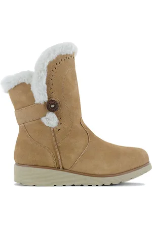 Skechers Keepsakes Wedge - Cozy Peak - Dames Winter Laarzen Boots Gevoerd Leer 49811-TAN