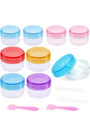 Merkloos 8 Pcs Travel Bottles Jars Mini Travel Jars for Toiletries Small Travel Cream Jars Clear Cosmetic Containers Plastic Cosmetic Jars with Lids for Makeup