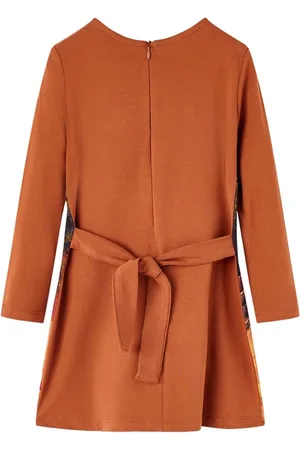 vidaXL Kinderjurk Lange Mouwen - Cognac