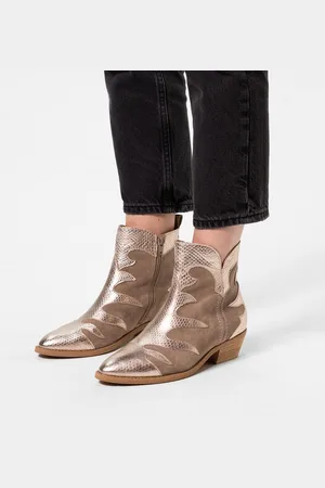 Manfield Dames - suède cowboylaarzen met metallic details