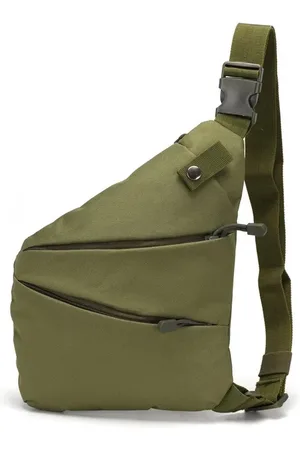 Merkloos Schoudertas - Sterke Tas - Mannen en Vrouwen - Bagpack - Bergsport - Waterdicht - Reizen - Outdoor - Kleine Borst Zak - Slim Mini - Crossbody - Tas - Rechter schouder - Gecodeerde waterdichte Oxford doek - Leger