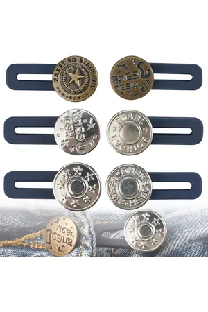 Merkloos 6-Pack Waistband Extension Buttons for Trousers, Pants, Jeans, Skirts - Retractable Design