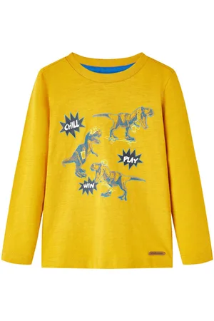 vidaXL Kindershirt - met - lange - mouwen - 128 - okerkleurig