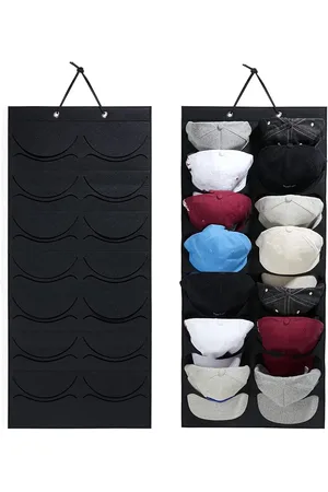Merkloos 16 Door Pockets Baseball Hat Holder Storage & Exhibition Organizer for Closet Bedroom Entrance Wall