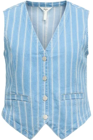 Object Object Gilet Objmollie Re Waistcoat 138 23046637 Light Blue Deni/white Dames