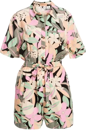 Roxy Real Yesterday Playsuit - Anthracite Palm Song
