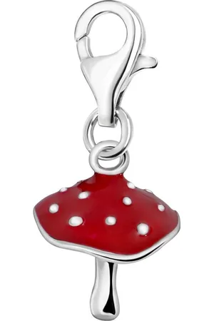 quiges – Charm – Hanger - 3D Paddenstoel Rood - Verzilverd - karabijnslot - geschikt - voor - Bedelarmband - QHC219