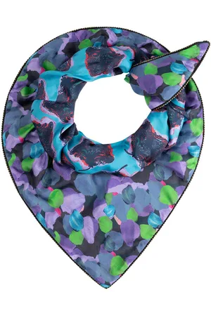 POM Amsterdam Shawl Double Flower Pop Blue