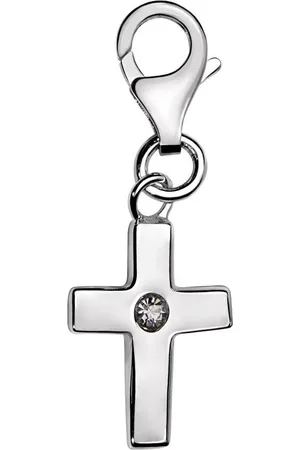 quiges – 925 - Zilver – Charm - Bedel - Hanger - 3D Kruis met Zirkonia - met – sterling - zilver - karabijnslot - geschikt - voor -Bedelarmband HC029
