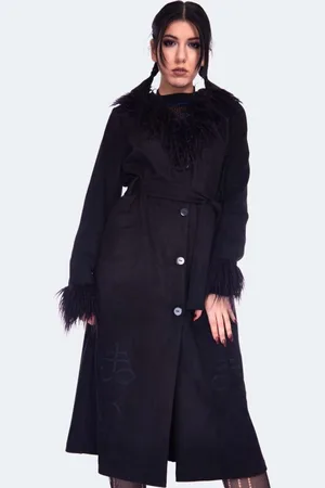 Jawbreaker Spirited Embroidered Maxi Suede Coat Lange jassen L Dames