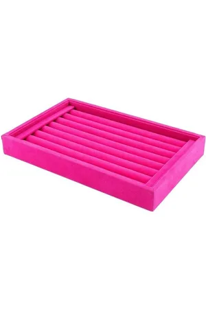 Merkloos Dienblad van fluweel voor ringen en oorbellen - 23 x 15 cm - roze