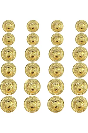 Merkloos 24 Pcs Gold Button Blazer Set - Vintage Style Brass Emblem Shank Knots for Men and Women - Various Sizes