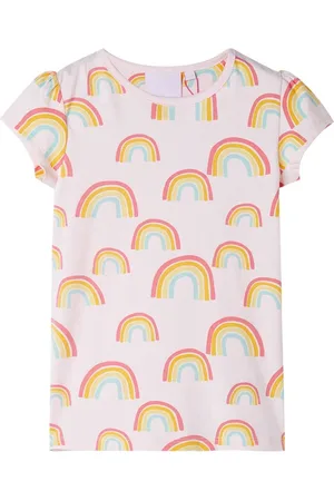 vidaXL Kinderpyjama kort - Regenboogprint - Zachtroze - 116
