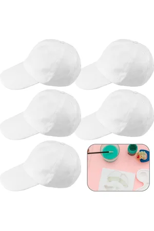 Merkloos 5 stuks witte Baseball Caps van puur katoen - DIY graffiti petten voor heren - verstelbare gesp - ideaal voor kunstfeesten en ouder-kind interactie - maat 55 cm