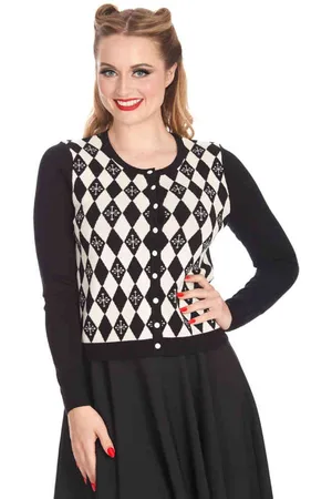 Banned Retro Darts & Checks Cardigan - L