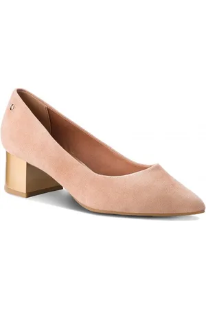 Tommy Hilfiger Mooie middelhoge suede pumps - nude - maat 40