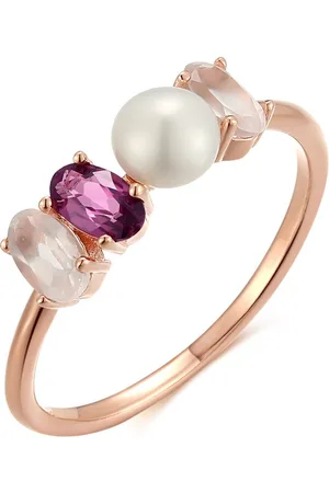 Twice As Nice Ring in zilver, parel, paarse en roze stenen 54