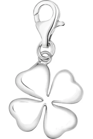 quiges – Charm – Hanger - 3D Klaver - Verzilverd - karabijnslot - geschikt - voor - Bedelarmband - QHC009