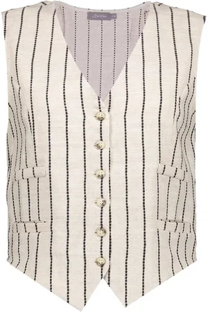 Geisha Gilet Striped Gilet 55126 20 Sand/black Dames