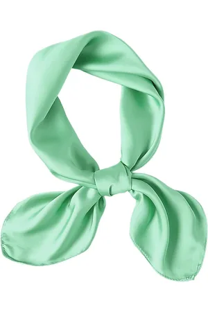 Merkloos Lichtgewicht groene satijnen zijden vierkante hals sjaal voor vrouwen - zachte bandana chiffon dames accessoires - 70x70cm