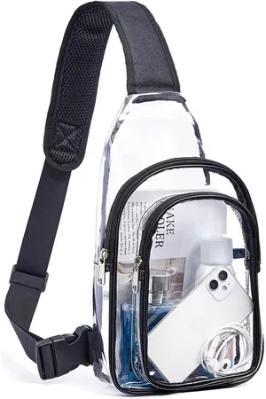 Merkloos Transparante PVC Crossbody Tas - Dubbele Laag Schoudertas - Waterdicht Ontwerp - Geschikt voor Buitensporten en Stadions - Multifunctionele Opbergtas - 27x9x17cm