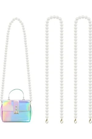 Merkloos 2-Piece Pearl Necklace and Handbag Chain Set - 110 cm Shoulder Strap with Faux Beads - Replacement Pocket Chain for Women
