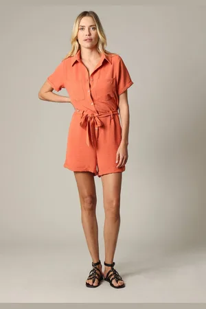 Deeluxe Korte jumpsuit met overhemdkraag en strikceintuur 40