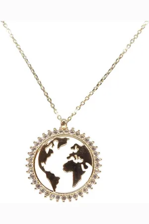 Christian 14 karaat wereldkaart hanger met ketting