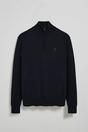 Polo Club® Dzianinowy sweter na zamek b?yskawiczny w kolorze czarnym z wyszywanym logo Rigby Go