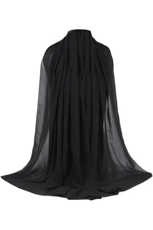 Merkloos Zwarte Moslim Hijab Vrouwen Kralen Chiffon Sjaal Christelijke Lange Hijab - , One Size .