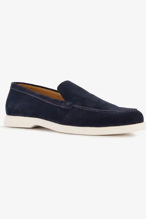 Van Beers Suede heren instappers donkerblauw