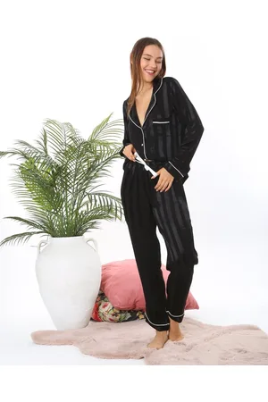 Merkloos Dames Luxe Pyjamaset- 2- Delige -Pyjama- Nachtkleding- Satijn- Cadeau voor Vrouw