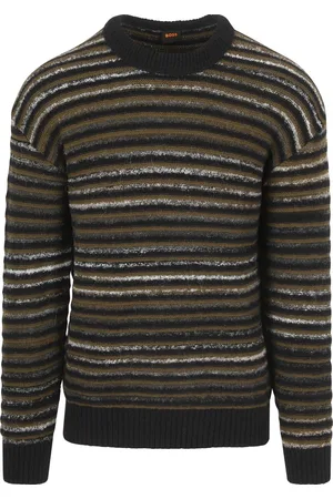 HUGO BOSS Pullover Aturn Wolblend Strepen Zwart