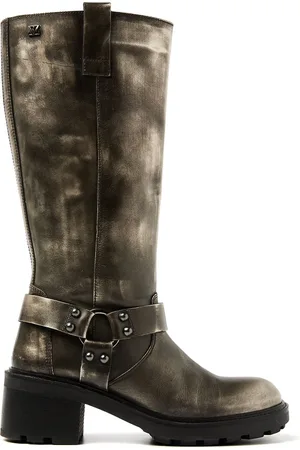 Lazamani Salome Dames Biker Boots Leer Pewter