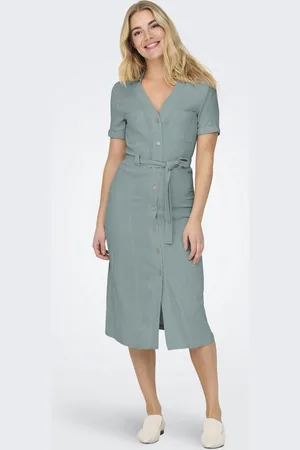 ONLY ONLSIESTA SS LIN BL SHIRT DRESS PNT NOOS - Dames - Maxi jurken